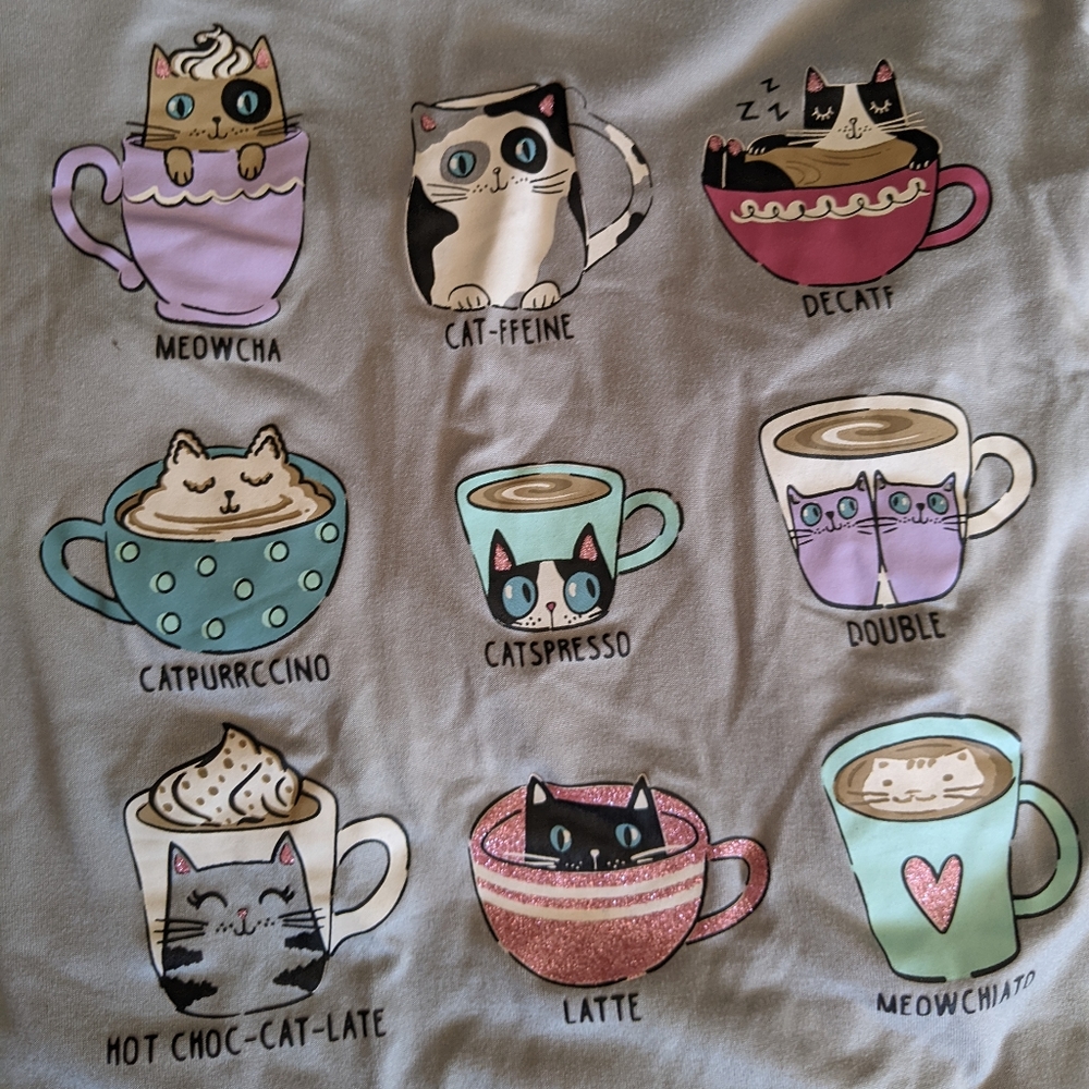 Cat/Coffee Pajama Top